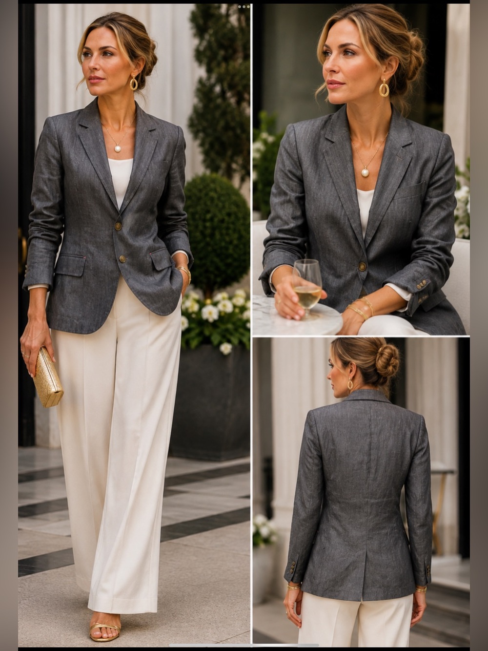 Ted Baker London 100% Linen Blazer SZ 3 / US 8
Gray Floral Lined Tailored Jacke